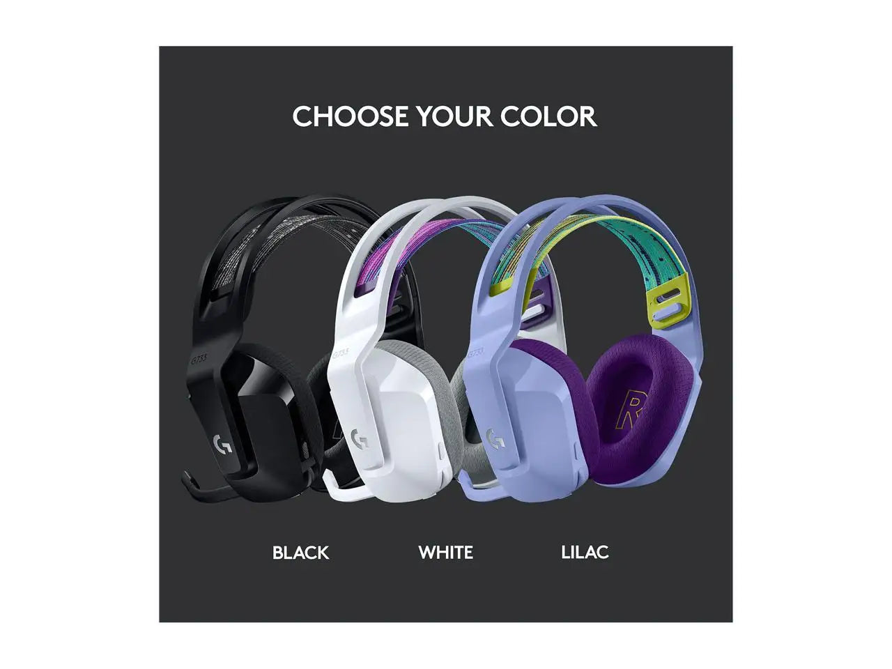Logitech G733 Lightspeed Wireless Gaming Headset with Suspension Headband, Lightsync RGB, Blue VO!CE mic technology and PRO-G audio drivers - Black