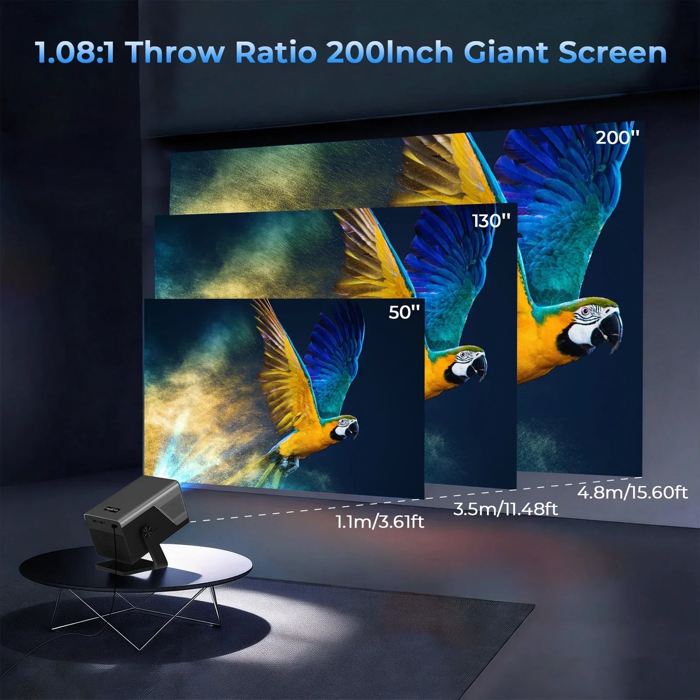 X7 AI Smart Projector with Android 14 OS Dolby, 8K Support 1080P UHD 2000 ANSl, Wifi6 & Bluetooth5.4, 200" Display Home Cinema