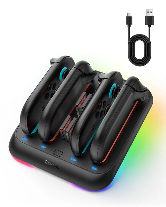 Dual-sided Charging Dock for Nintendo Switch2 with Foldable Stand Fast Charging Game Card Storage Design 9 RGB joycon Controller
