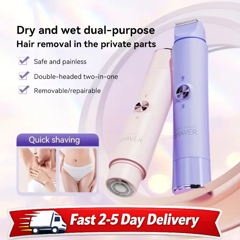 2 In 1 Women Hair Trimmer Dual Head Cordless Shaver