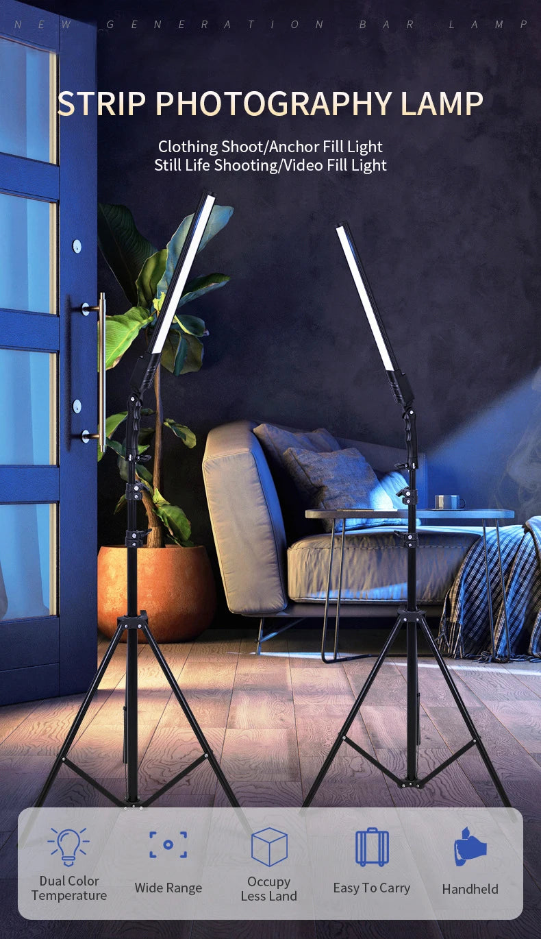 Photography Studio LED Lighting Kit Dimmable LED Video Light Handheld Fill Light With Light Stand 24W 3200K-5500K Photographic