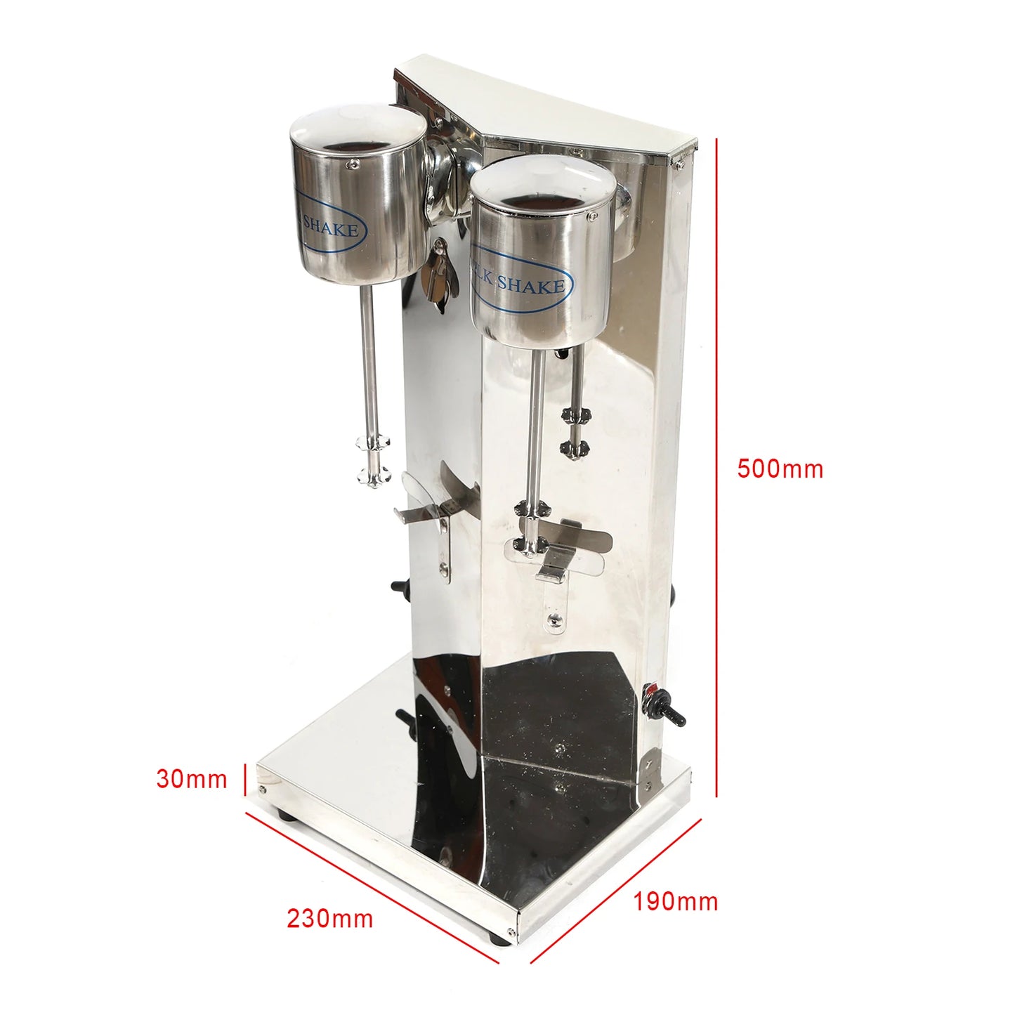 27oz Electric Drink Mixer Milkshake Maker Milk Frother 2 Speeds Stainless Steel Milkshake Double Head Electric Blender w/ PC Cup
