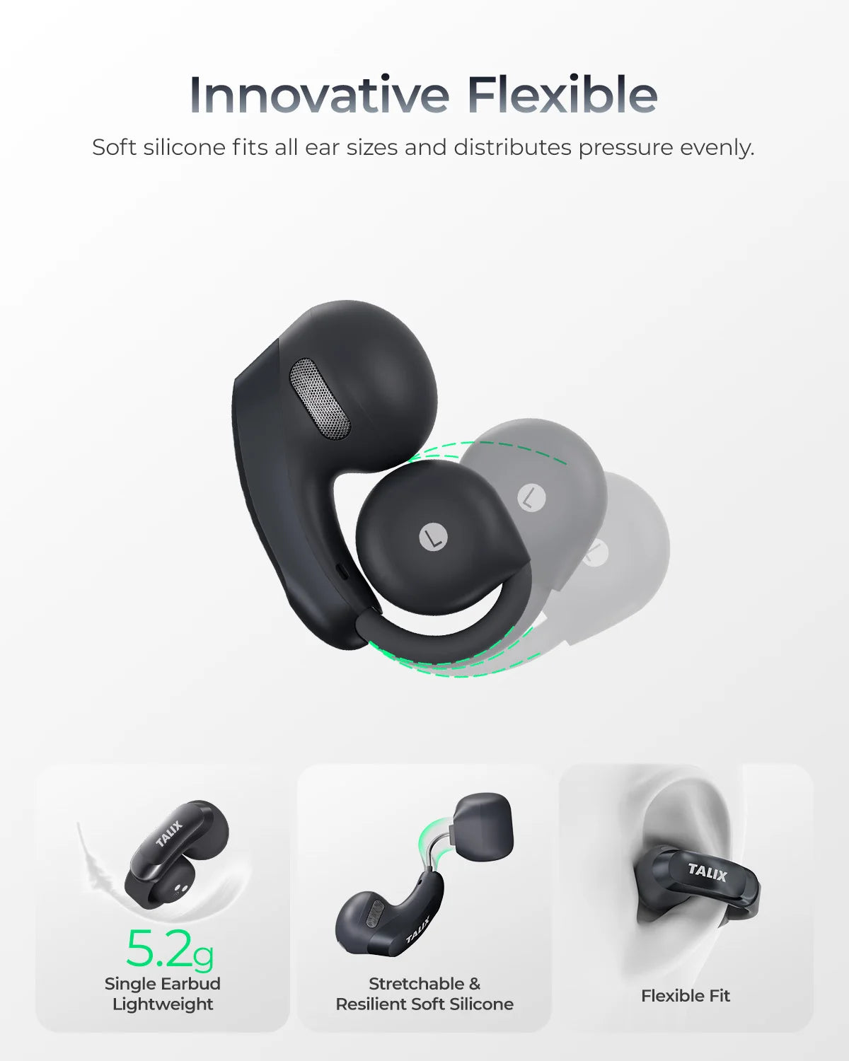 TALIX AuraHalo G1 Clip-On Earbuds Bluetooth 5.3 Open-Ear Noise Cancelling