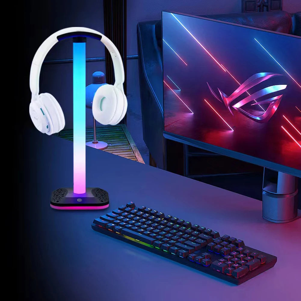 RGB Light Earphone Holder Display Shelf Anti Scratch Universal Headphone Hanger Support PC Accessories Brightness Adjustable