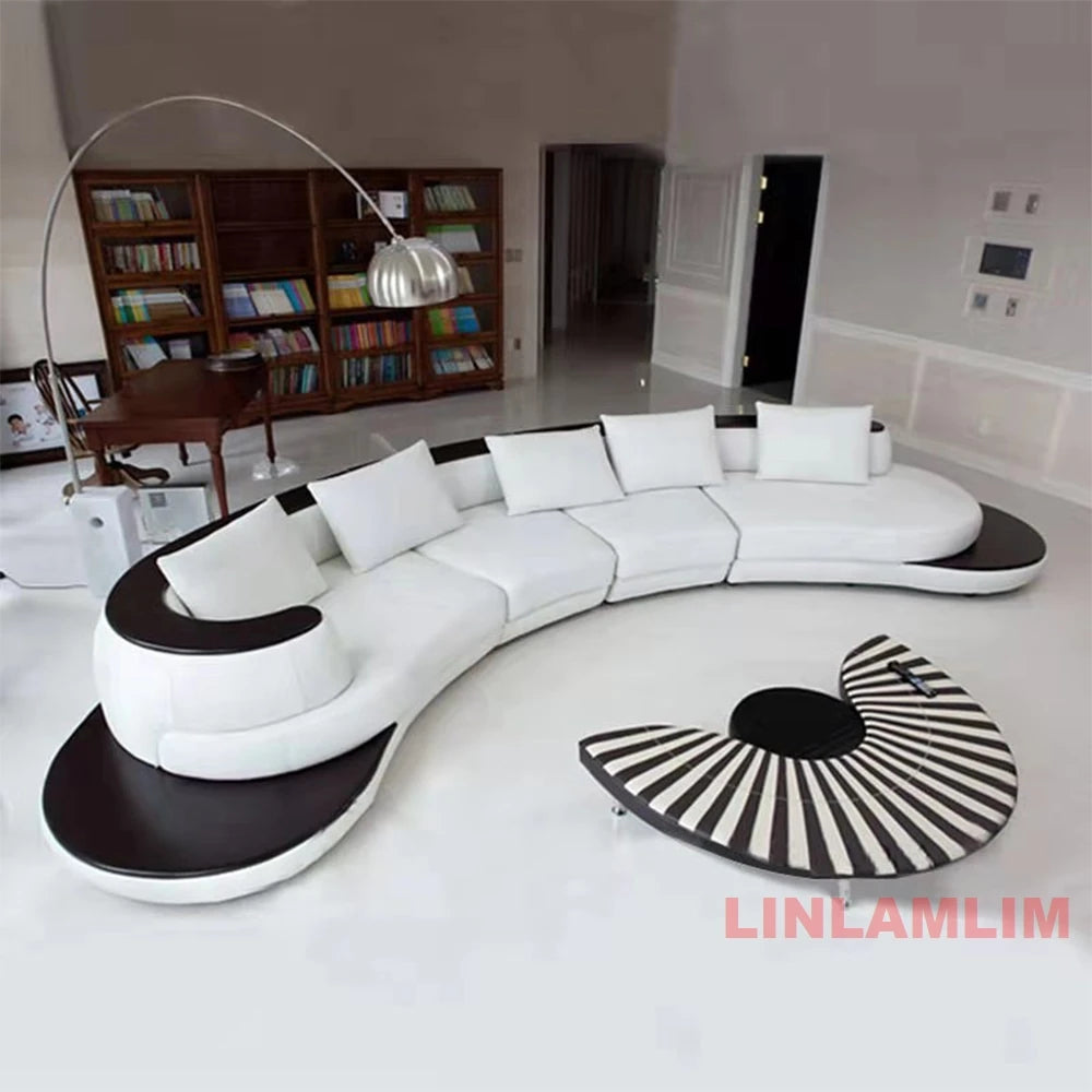 Linlamlim Luxury Modern Curved Leather Sofa Sectional