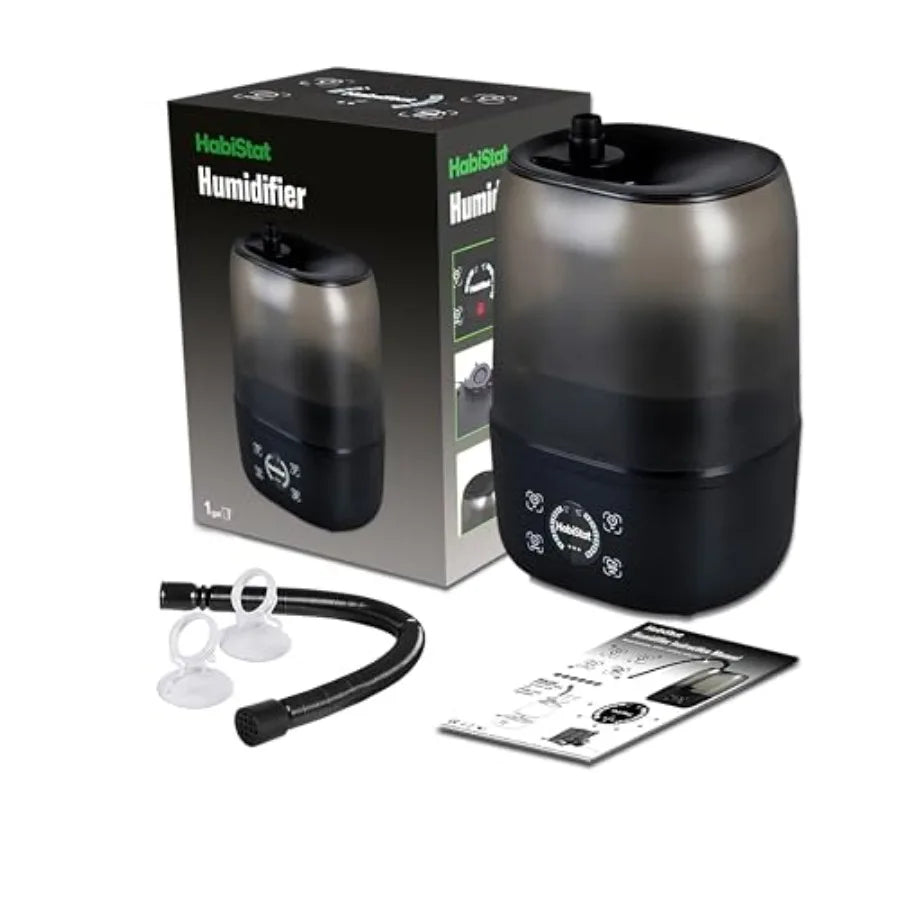 Reptile Humidifier 4L Terrarium Fogger for Indoor Tanks, ABS Plastic, White, Quiet Mist with 5ft Hose, LED Touch Controls Built