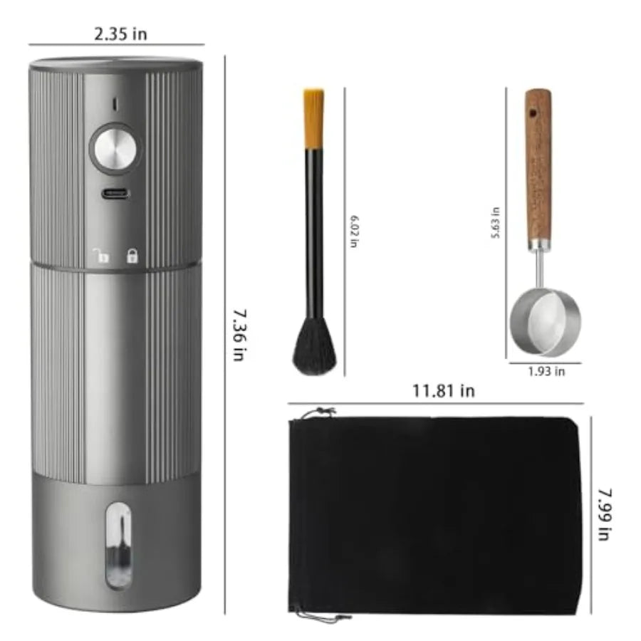 SHXI Portable Electric Burr Coffee Grinder 45 Adjustable Settings