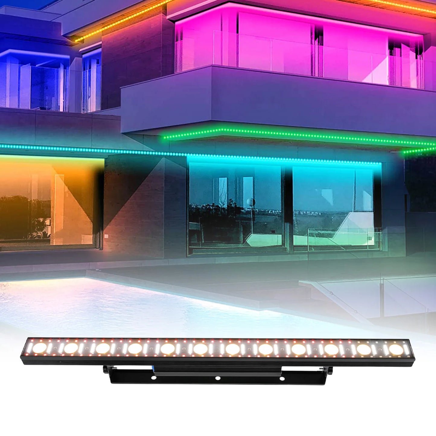 Stage Light Bar 40" 120W 12 LED 3 in 1 RGB Stage DJ Light Bar Wall Wash Lights DMX Beam Wash Strobe Matrix Effect Club Light