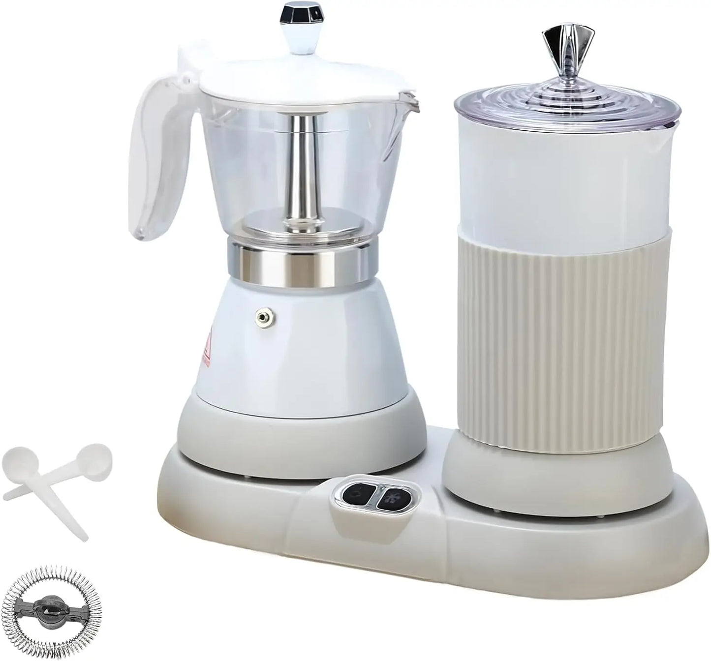 2-in-1 Espresso Maker & Milk Frother, Electric Moka Pot, One-Touch Operation, Fine Dense Froth, 110V