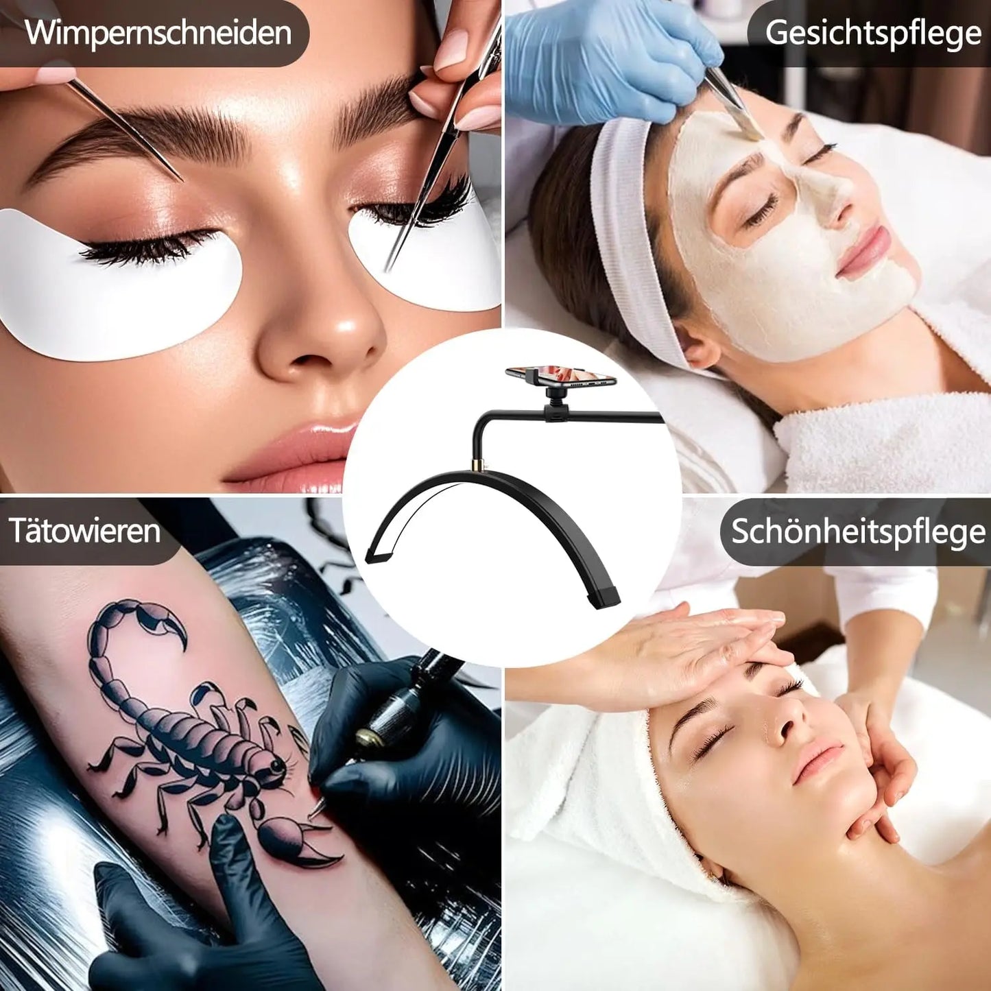 LED Half Moon Beauty Lamp U-Shaped Floor Mounted Fill Light For Beauty Nail Art Eyebrow Eyelash Tattoo Ring Light Fixture