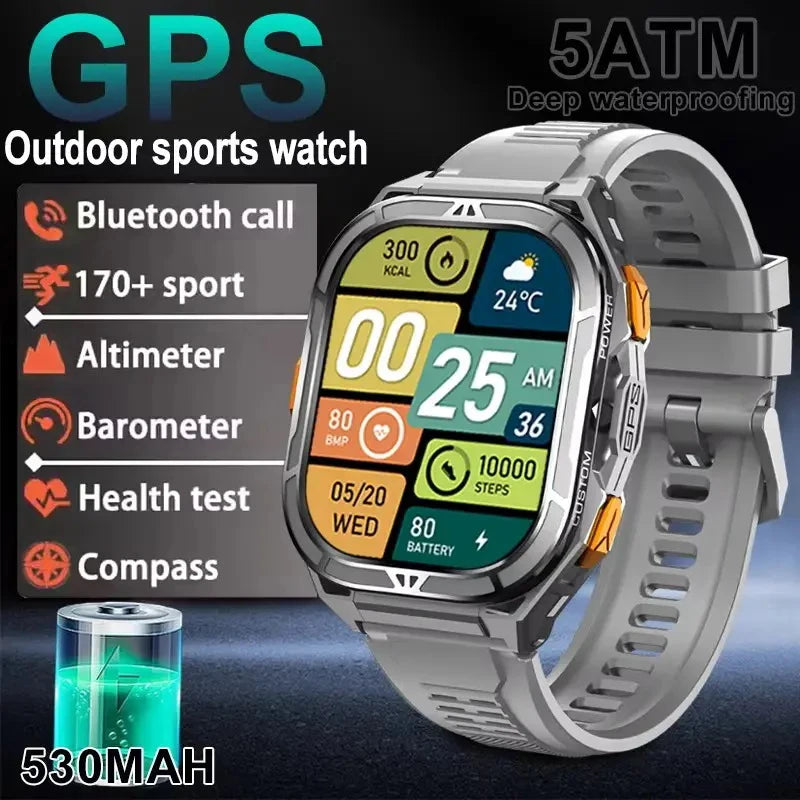 Luxury AMOLED Real GPS Smartwatch 5ATM Waterproof For Android