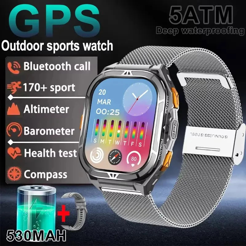 Luxury AMOLED Real GPS Smartwatch 5ATM Waterproof For Android