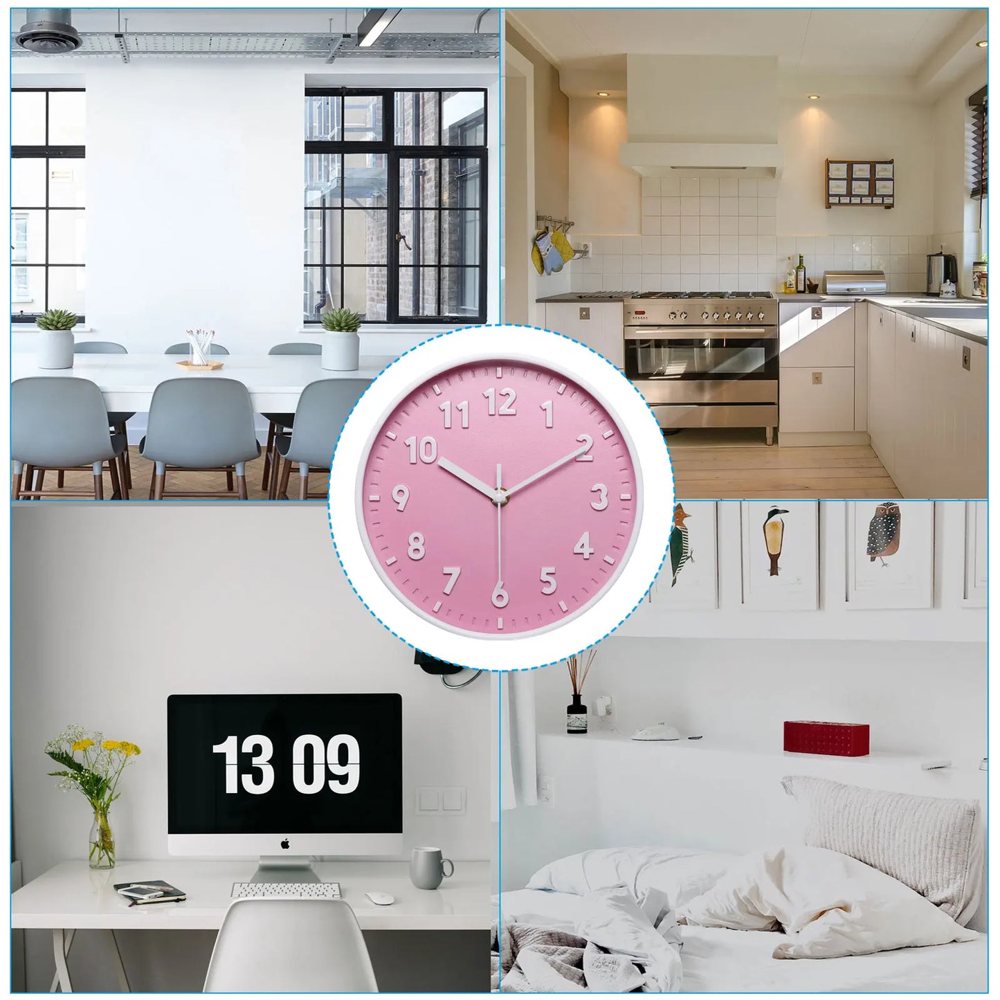 UXCELL Silent 3D Number Wall Clock Quartz Battery Operated