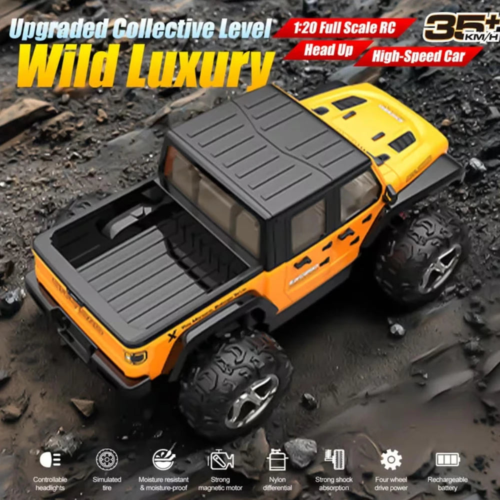 Four-Wheel Drive Wrangler Off-Road Car 1:20 Scale 2.4G Waterproof High-Speed Racing Toy with Flashing Lights C8819 Gift for Kids