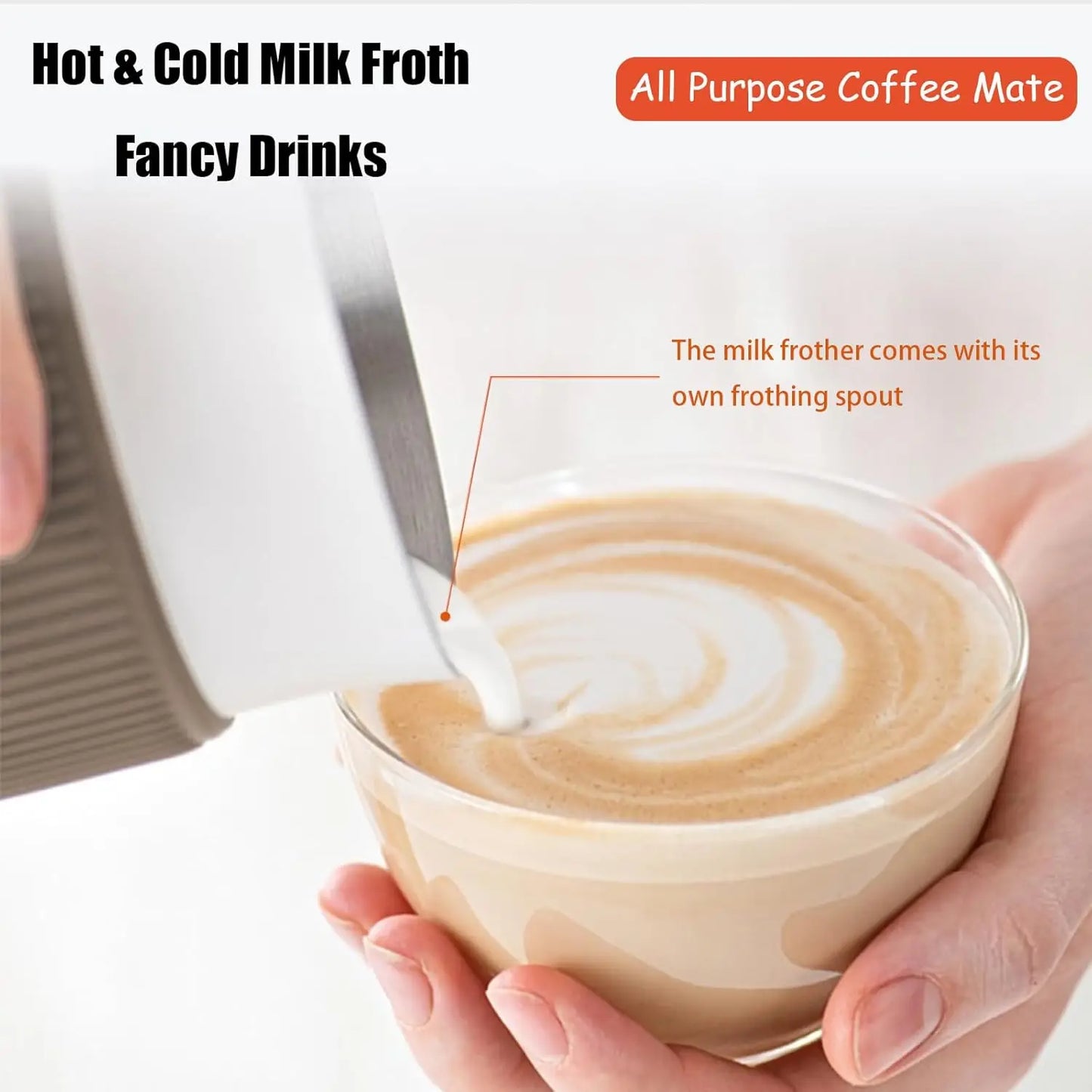 2-in-1 Espresso Maker & Milk Frother, Electric Moka Pot, One-Touch Operation, Fine Dense Froth, 110V