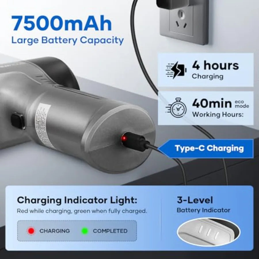 3 in 1 portable cordless mini vacuum cleaner for cars, desktop, home high-power 15000PA suction, air duster function, 7500mAh b