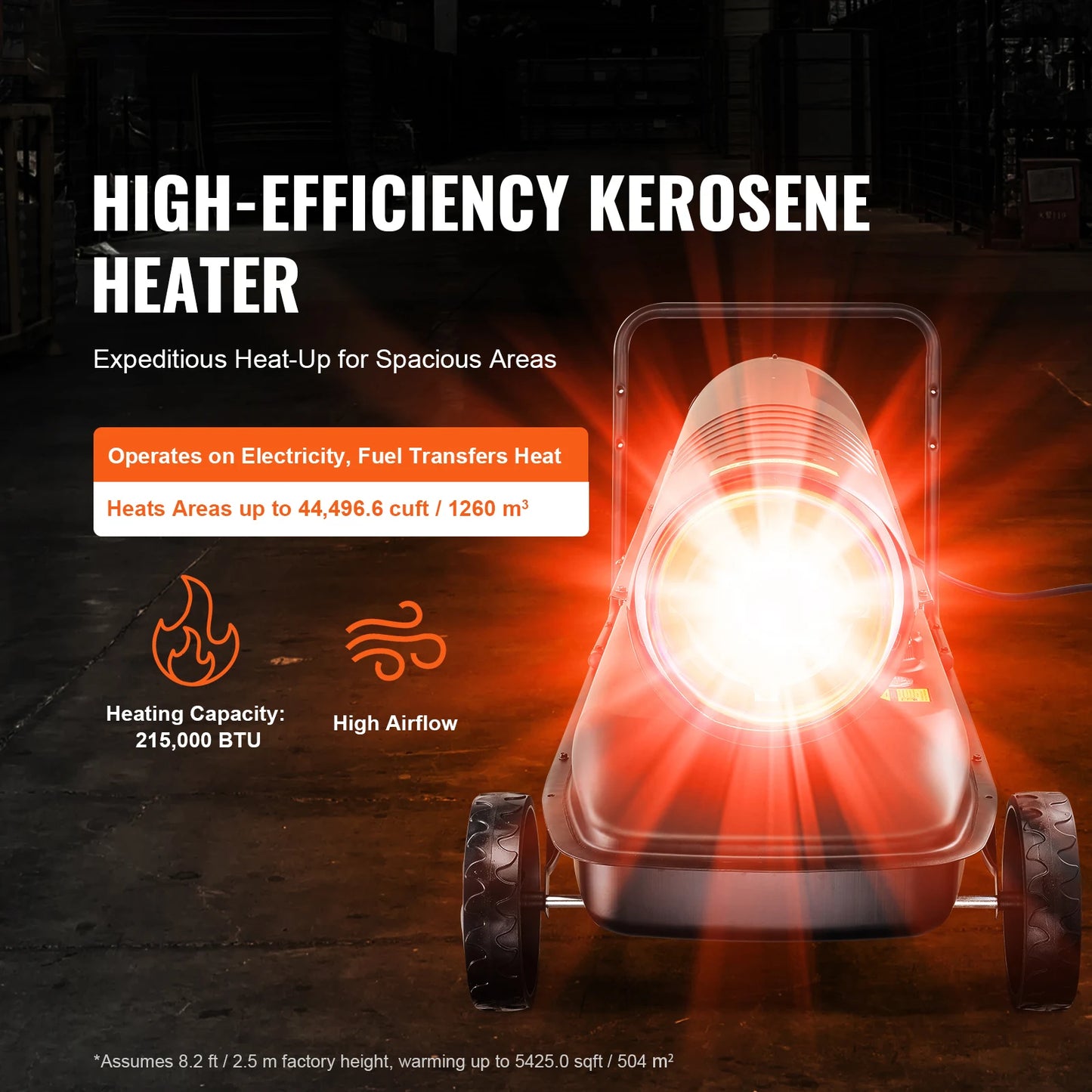 SucceBuy Kerosene Forced Air Heater Portable Torpedo Diesel Space Heater with Thermostat Tank Energy-Efficient heavy-duty Heater
