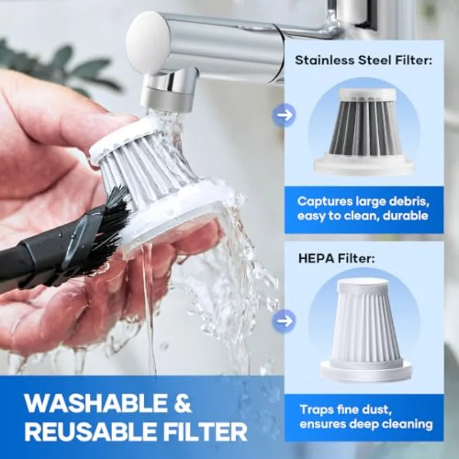 3 in 1 portable cordless mini vacuum cleaner for cars, desktop, home high-power 15000PA suction, air duster function, 7500mAh b