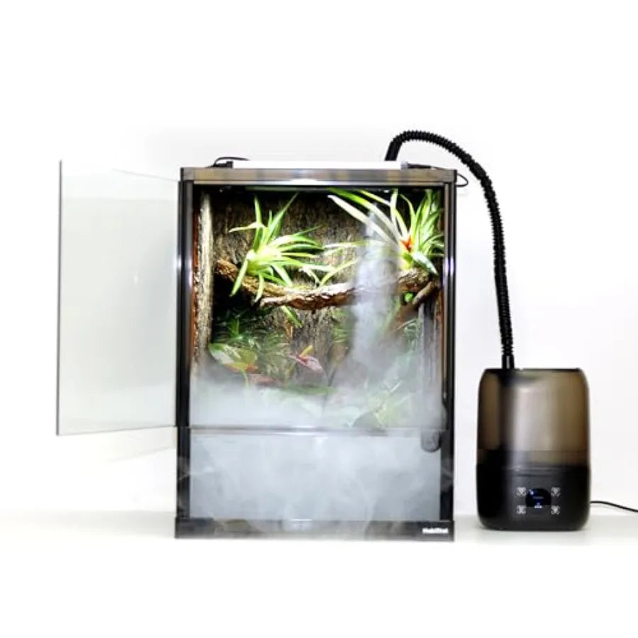 Reptile Humidifier 4L Terrarium Fogger for Indoor Tanks, ABS Plastic, White, Quiet Mist with 5ft Hose, LED Touch Controls Built