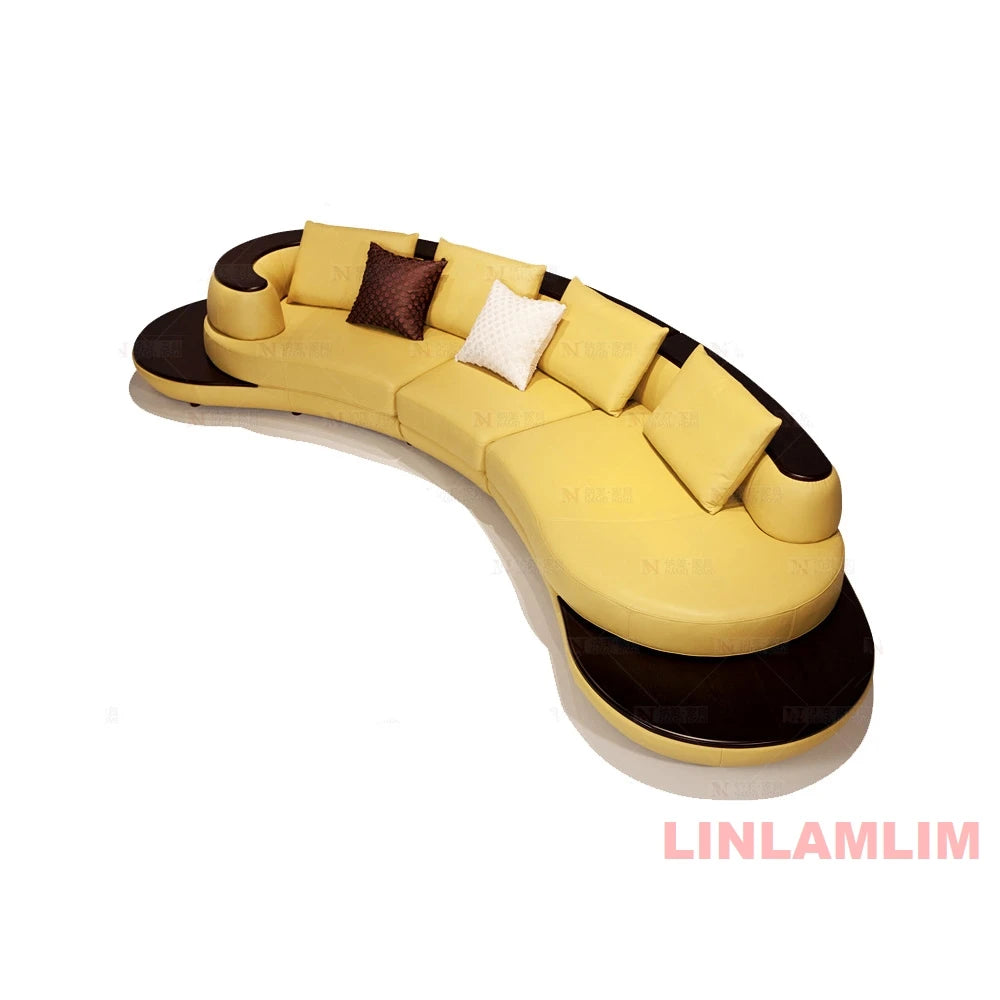 Linlamlim Luxury Modern Curved Leather Sofa Sectional