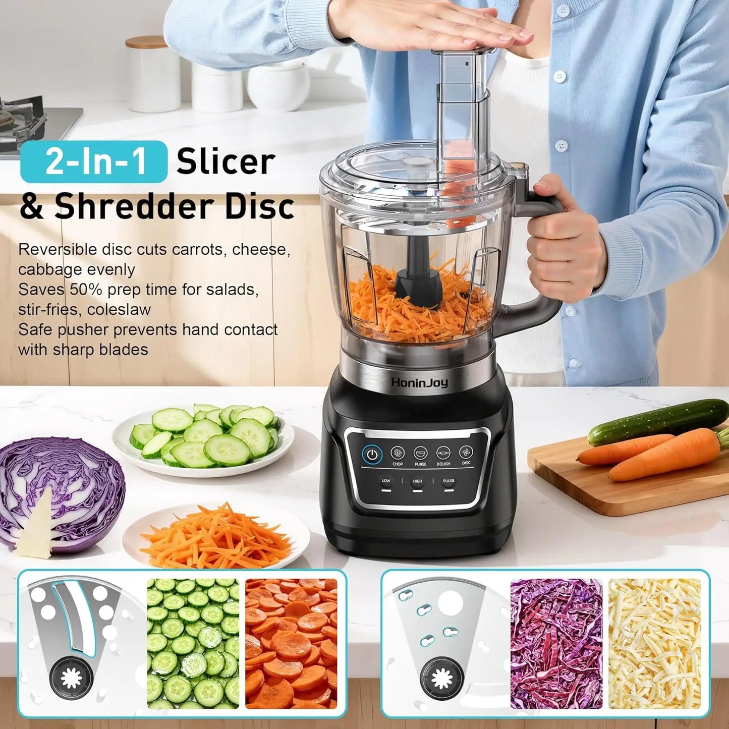 10-in-1 Blender & Food Processor: Smoothies, Ice Crush, Dough, Chop, Grind, Slice & Shred, Dishwasher Safe