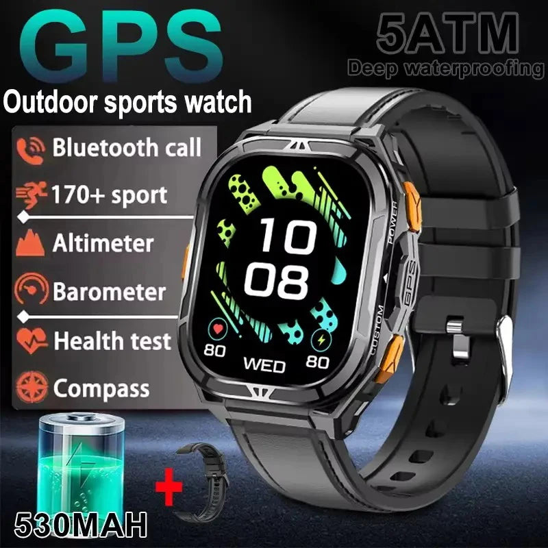 Luxury AMOLED Real GPS Smartwatch 5ATM Waterproof For Android