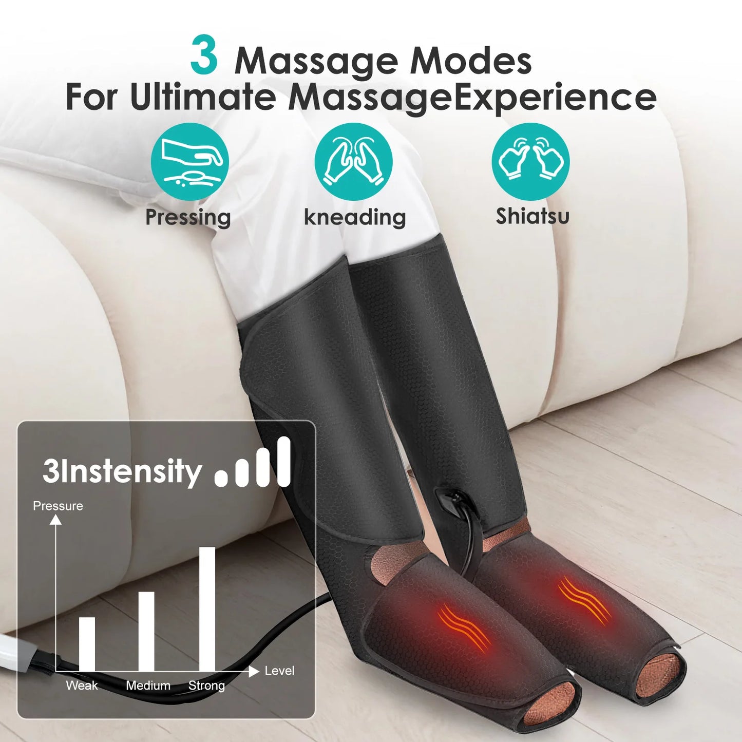 Sejoy Leg Air Compression Massager With Foot Heat Calf Massage