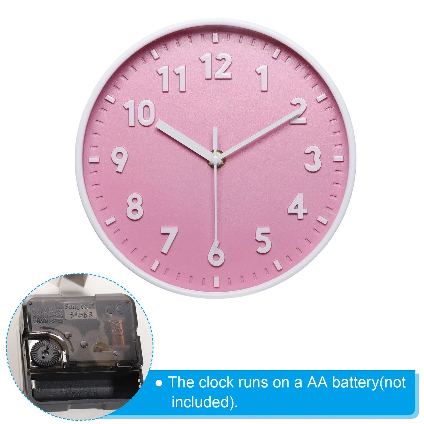UXCELL Silent 3D Number Wall Clock Quartz Battery Operated