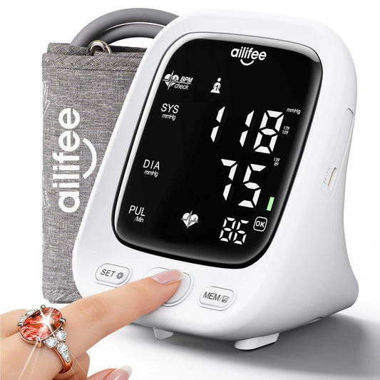 AILIFEE Upper Arm Blood Pressure Monitors for Home Use with Clear LED Backlit Display, Adjustable Bp Cuff, Dual-User Mode & Voice Announcement, AES-U312