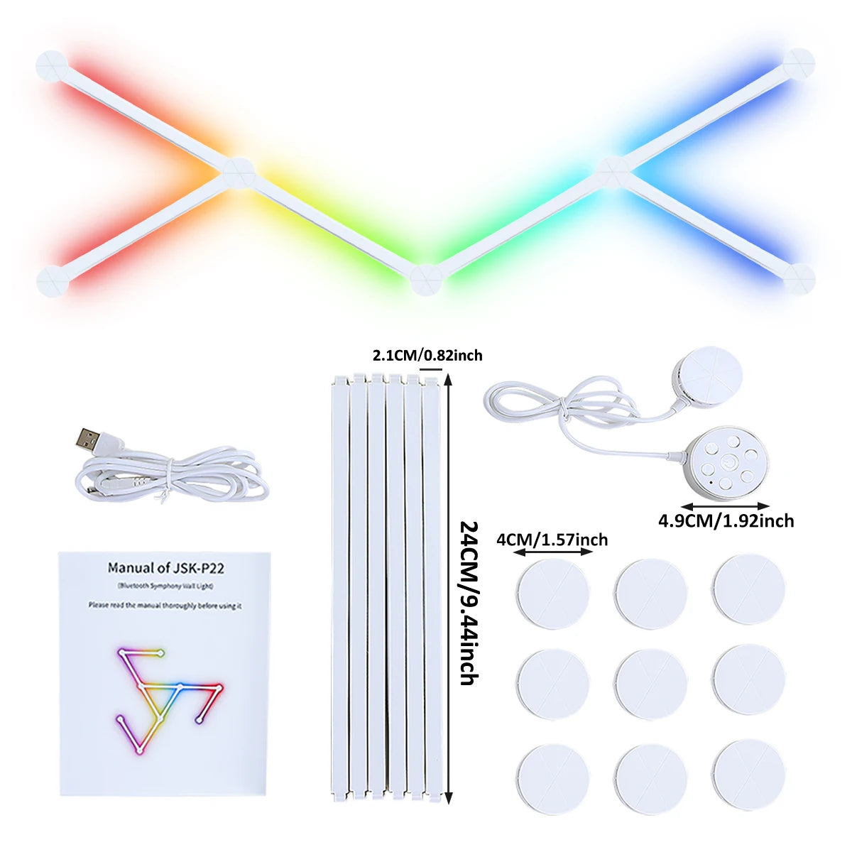 6/9PCS Smart RGB LED Wall Light Bars with 5V USB, Music Sync APP Control, 9 music Modes, 16 Million Colors DIY for Game Home
