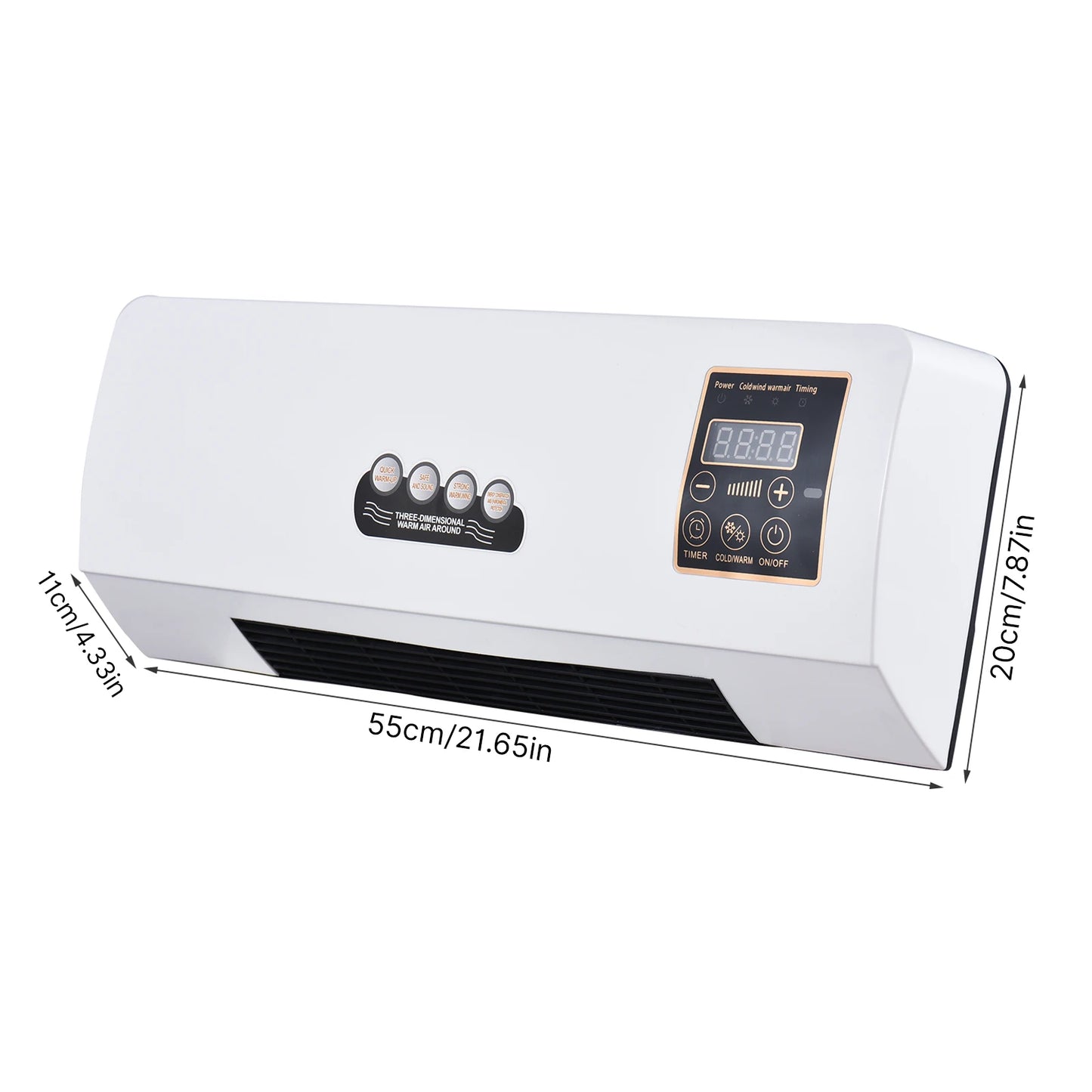2-in-1 Heater and Fan Combo 1800W Timing Function Dual Use Wall Mounted Electric Fan and Space Heater with Remote Control