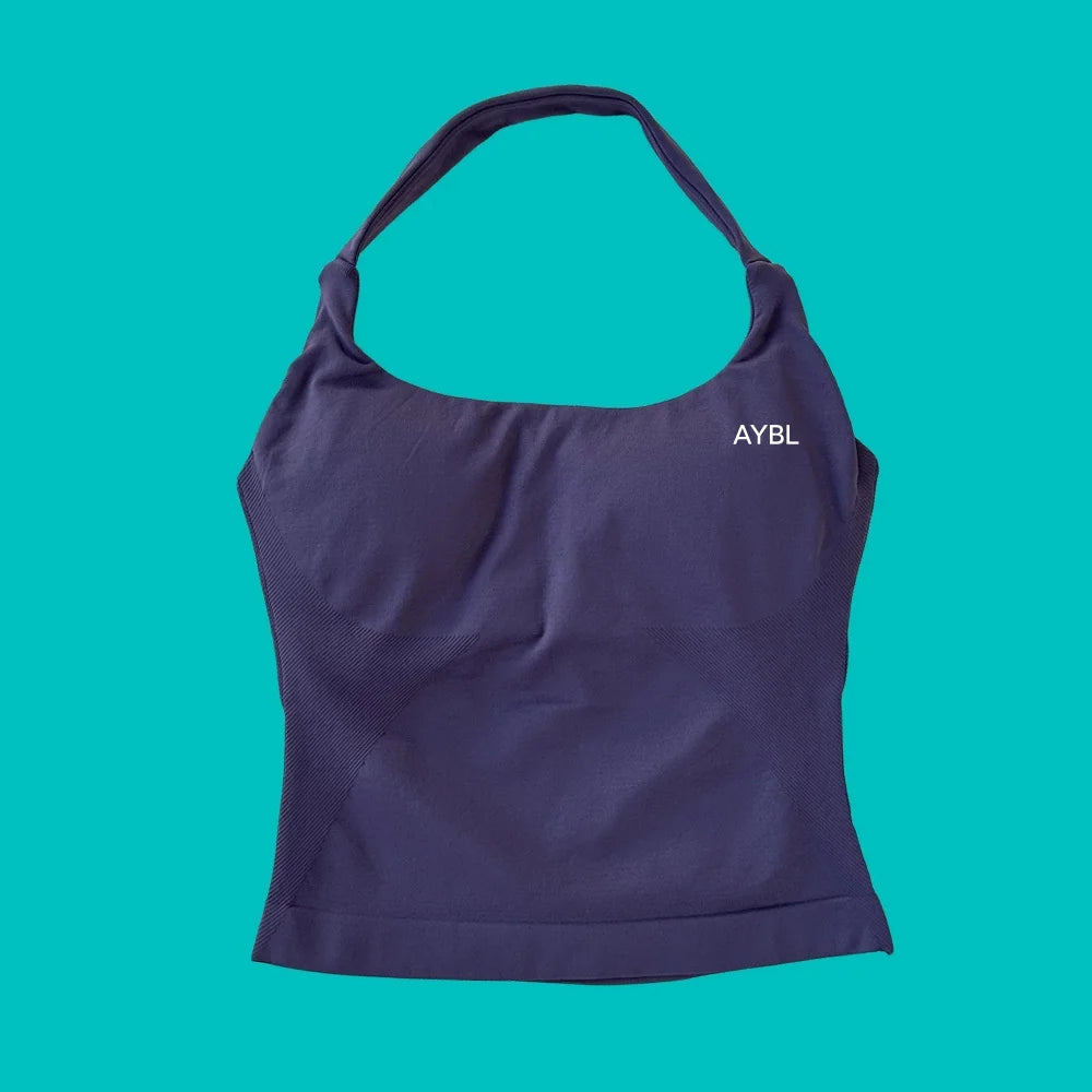 Women Seamless Halter Neck Yoga Set With High Waist Shorts