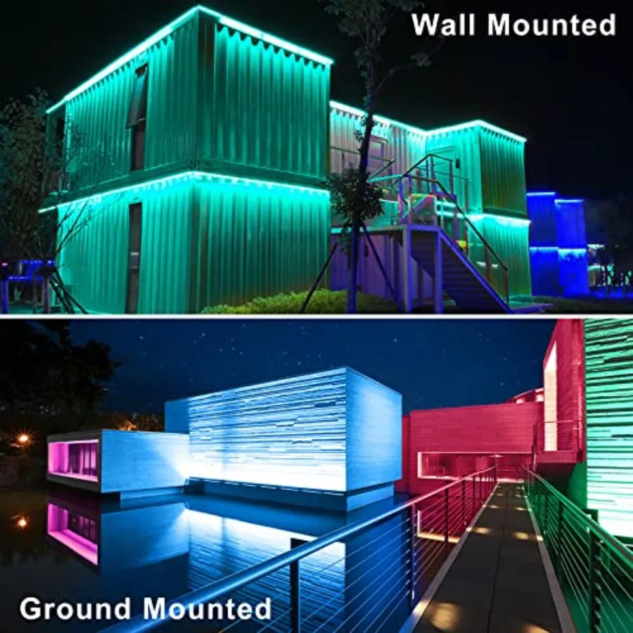 Solar RGBW LED Wall Washer Light 4 in 1, IP66 Waterproof Color Changing Solar Wall Strip Lights Bar with Remote, Solar Flood Li