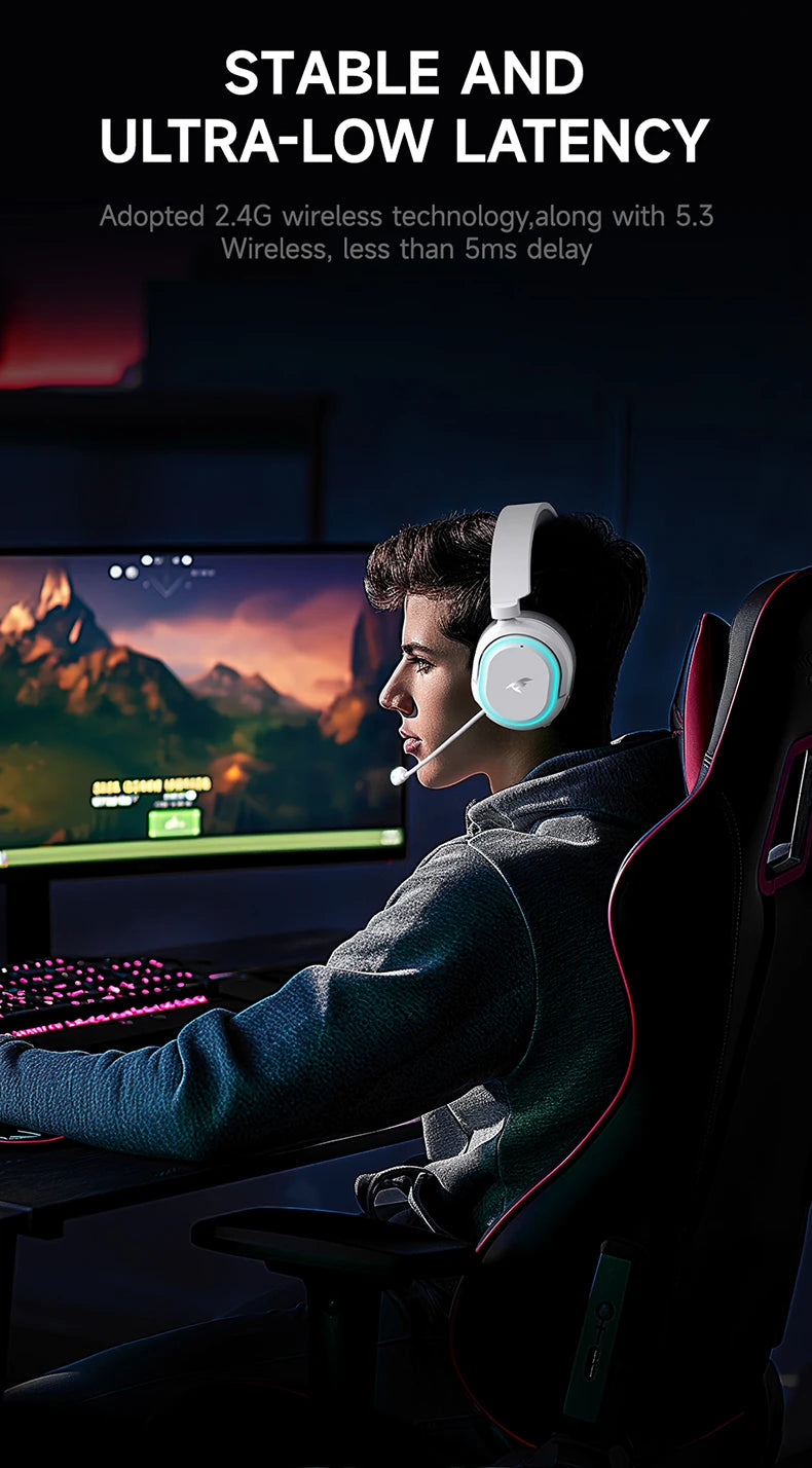 Picun Wireless Gaming Headset with Enc Microphone and Low Latency