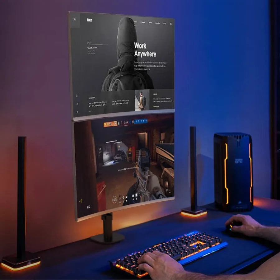 Vertically Stacked Dual Monitor Desk Mount Stand, Extra 3 Inch Stand, Fully Adjustable arm for 3-3 Inch LCD Screen Holds up to