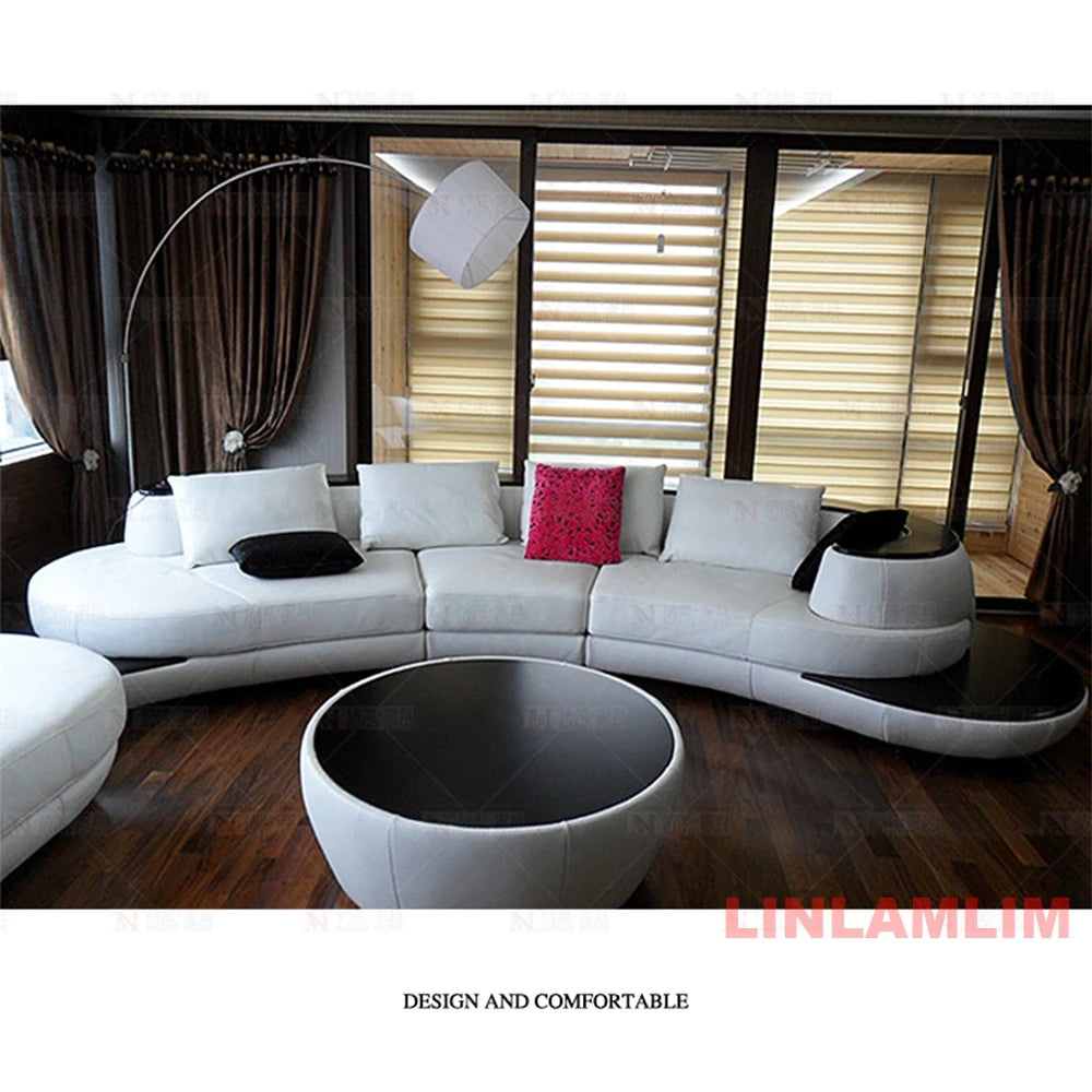 Linlamlim Luxury Modern Curved Leather Sofa Sectional