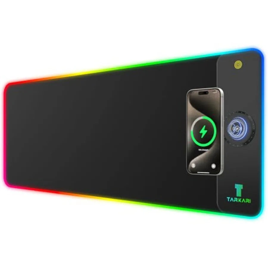 Magnetic Wireless Charging RGB Mouse Pad, Large Gaming Desk Mat Waterproof, 31.5"x11.8" Mousepad, Ultra-Smooth Surface, Non-Sli