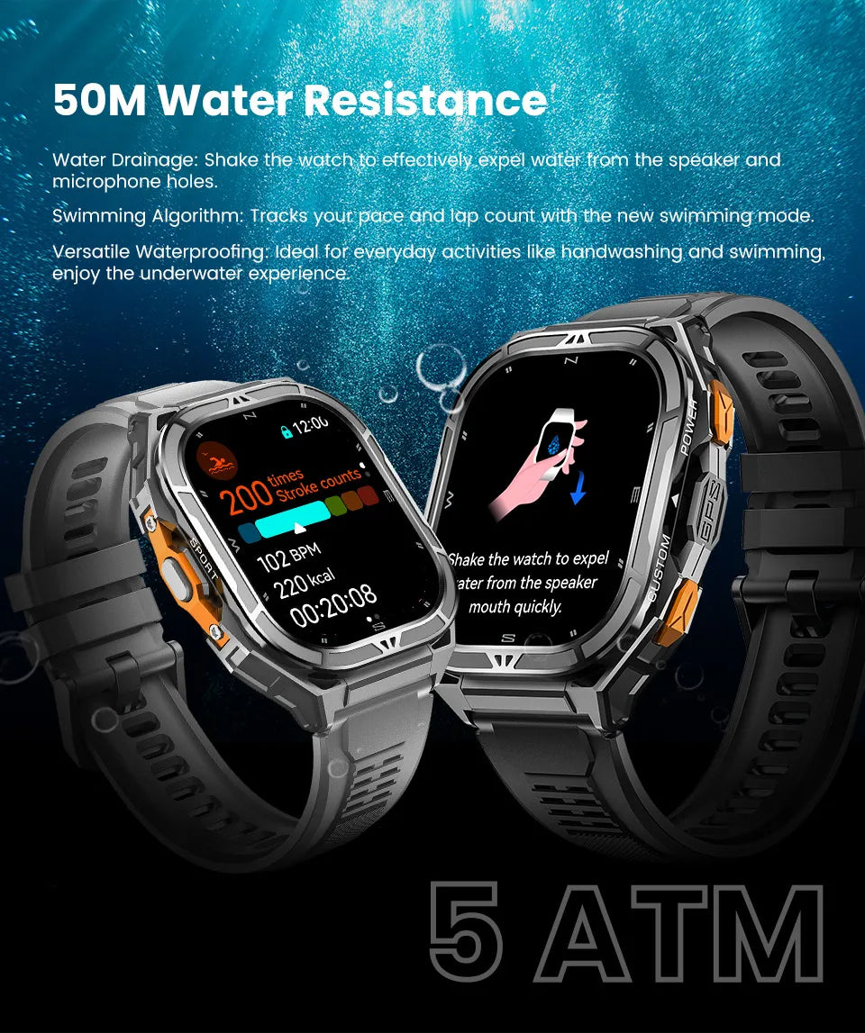 Luxury AMOLED Real GPS Smartwatch 5ATM Waterproof For Android