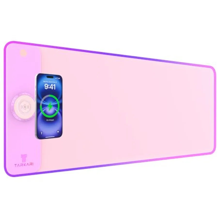 Magnetic Wireless Charging RGB Mouse Pad, Large Gaming Desk Mat Waterproof, 31.5"x11.8" Mousepad, Ultra-Smooth Surface, Non-Sli