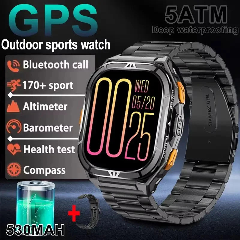 Luxury AMOLED Real GPS Smartwatch 5ATM Waterproof For Android