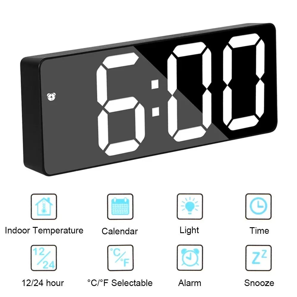 Bedside LED Digital Alarm Clock With Temperature Function Curved Screen