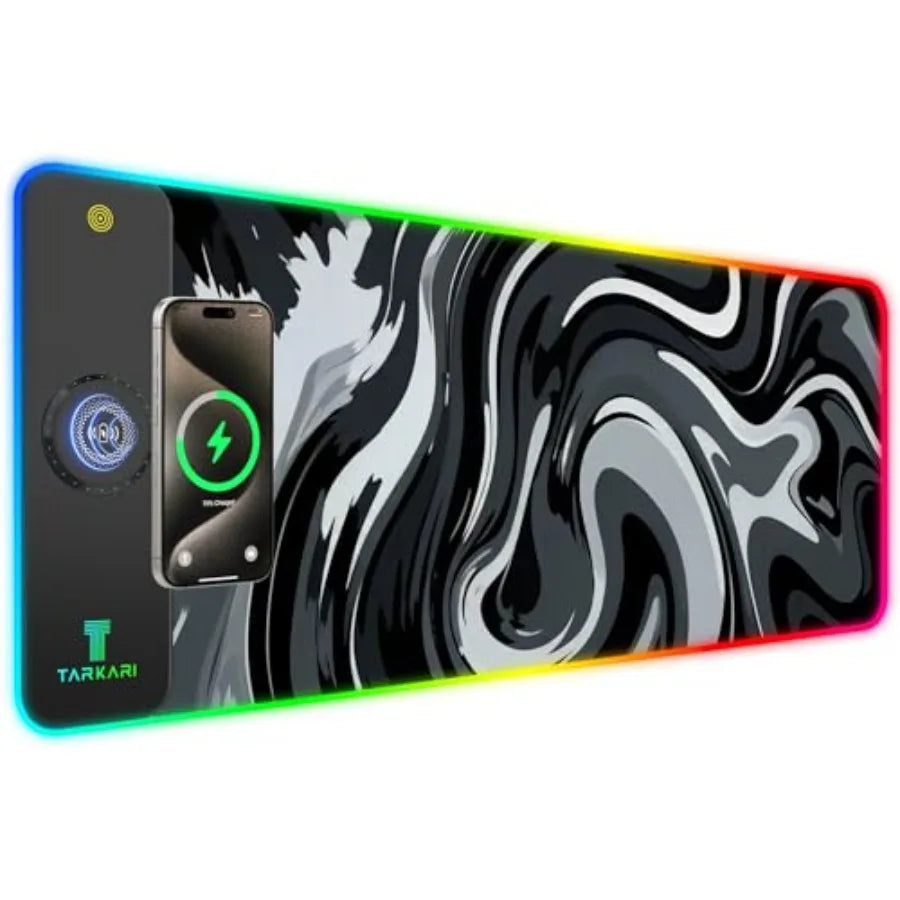 Magnetic Wireless Charging RGB Mouse Pad, Large Gaming Desk Mat Waterproof, 31.5"x11.8" Mousepad, Ultra-Smooth Surface, Non-Sli