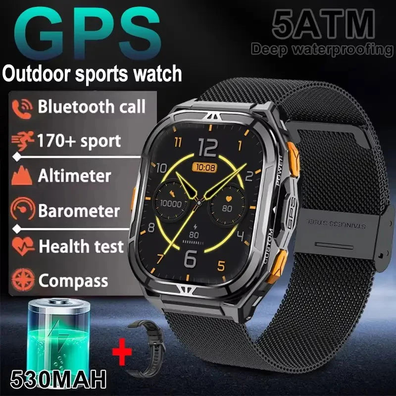 Luxury AMOLED Real GPS Smartwatch 5ATM Waterproof For Android