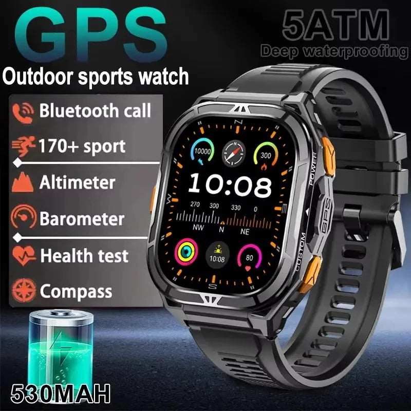Luxury AMOLED Real GPS Smartwatch 5ATM Waterproof For Android