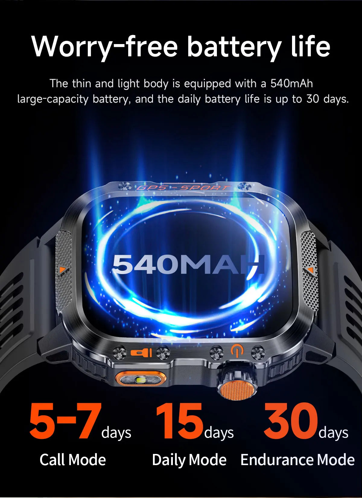 Military GPS Smartwatch With Compass 3ATM Waterproof For Men Women