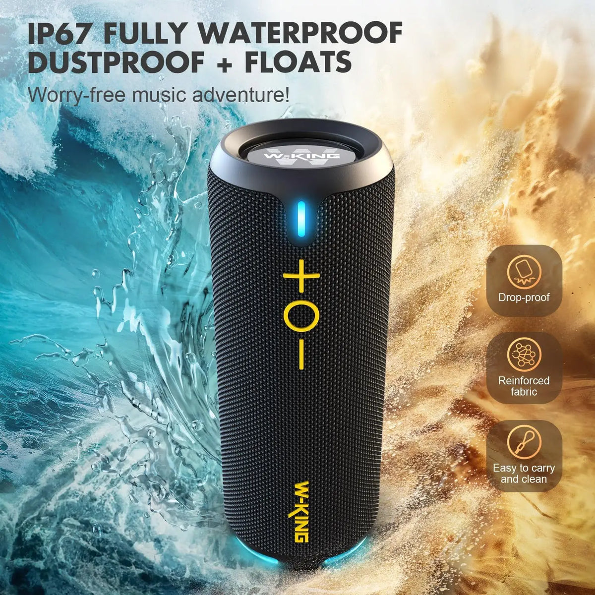 W-King D320 40W Portable Waterproof Bluetooth Speaker With App Control