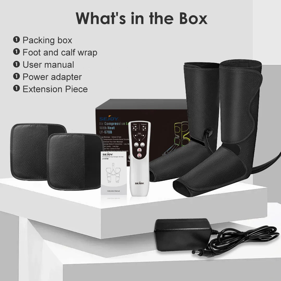 Sejoy Leg Air Compression Massager With Foot Heat Calf Massage