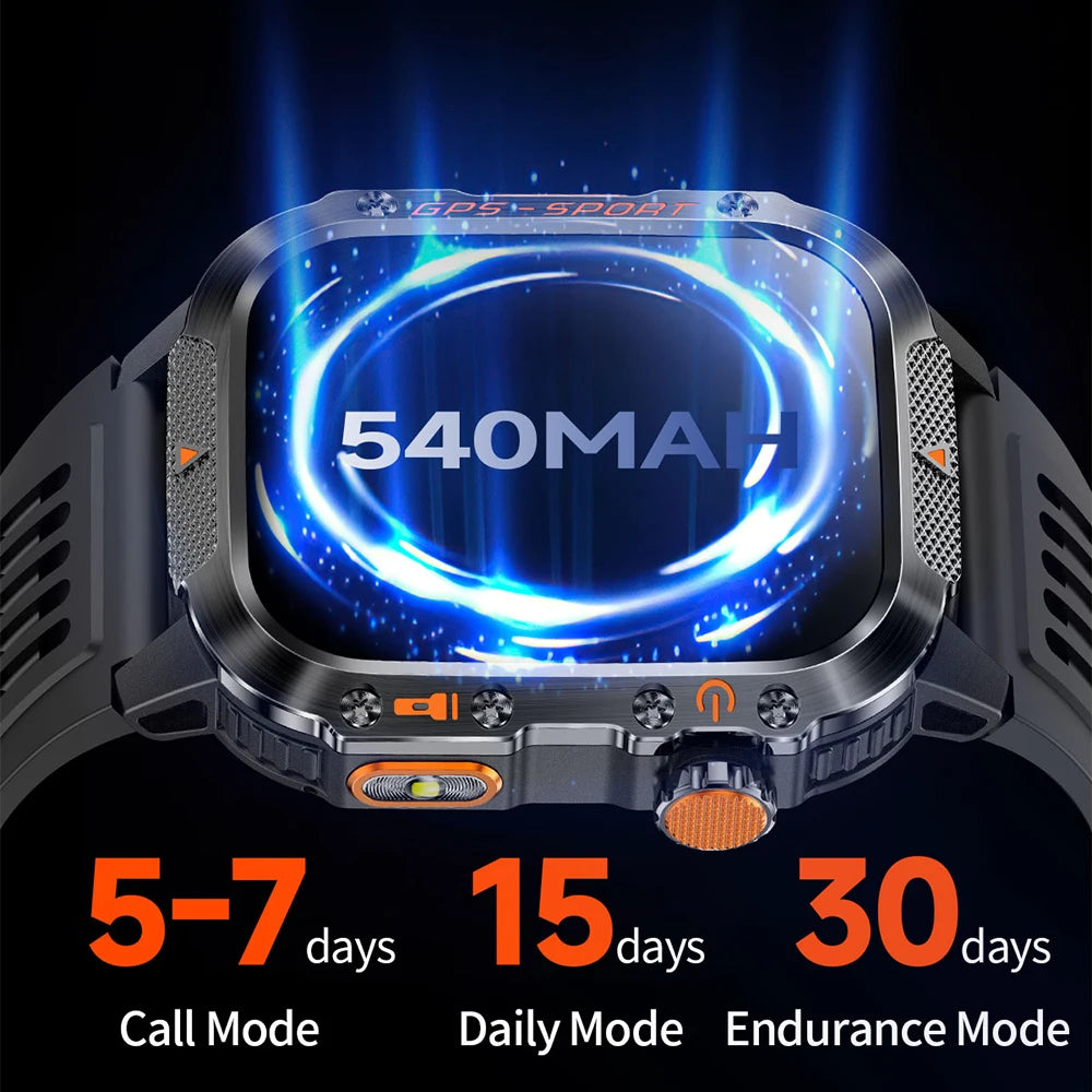 Military GPS Smartwatch With Compass 3ATM Waterproof For Men Women