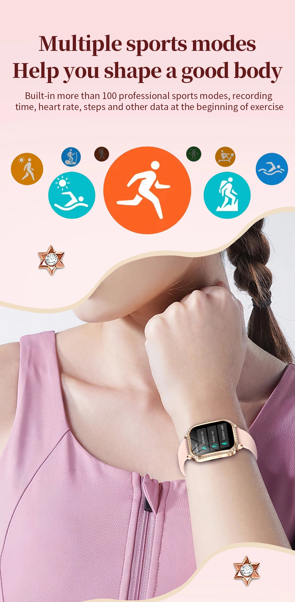 Women's Bluetooth Call Smartwatch With Curved Screen Waterproof