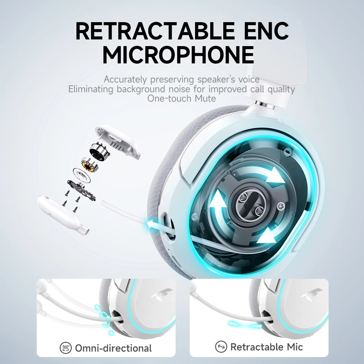 Picun Wireless Gaming Headset with Enc Microphone and Low Latency